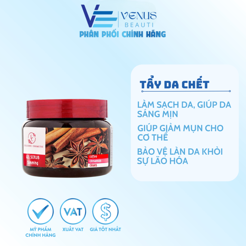 Tẩy tế bào chết toàn thân EXCLUSIVE COSMETIC chiết xuất quế hồi và cafe 380ml
