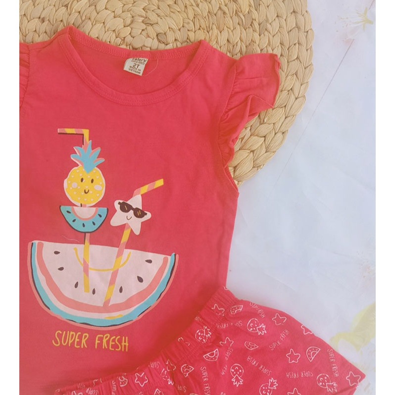 Đồ bộ cotton giấy giải nhiệt mùa hè size cho bé gái size nhí
