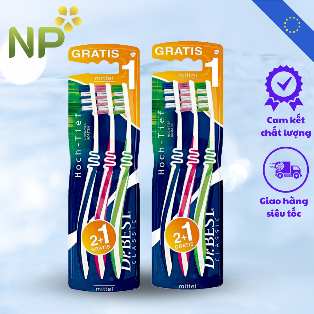 Bàn Chải Đánh Răng DR.BEST Set 3 chiếc Nhập Khẩu Đức