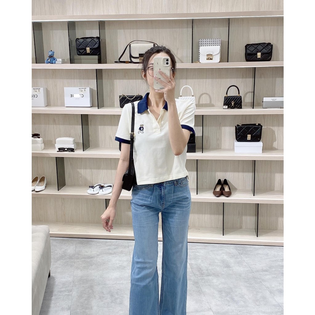 Áo polo nữ Xịn Store áo thun tay ngắn chất dày dặn logo thuê gấu Whoau 19092303