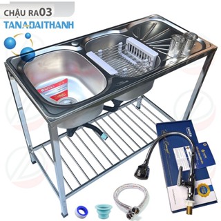 Bộ Chậu Rửa Bát Inox Tân Á Đại Thành 2 Hộc 1 Cánh Kèm Vòi Nước Lạnh Luxta - Mua đủ bộ tặng dây cấp inox, rổ rút,...