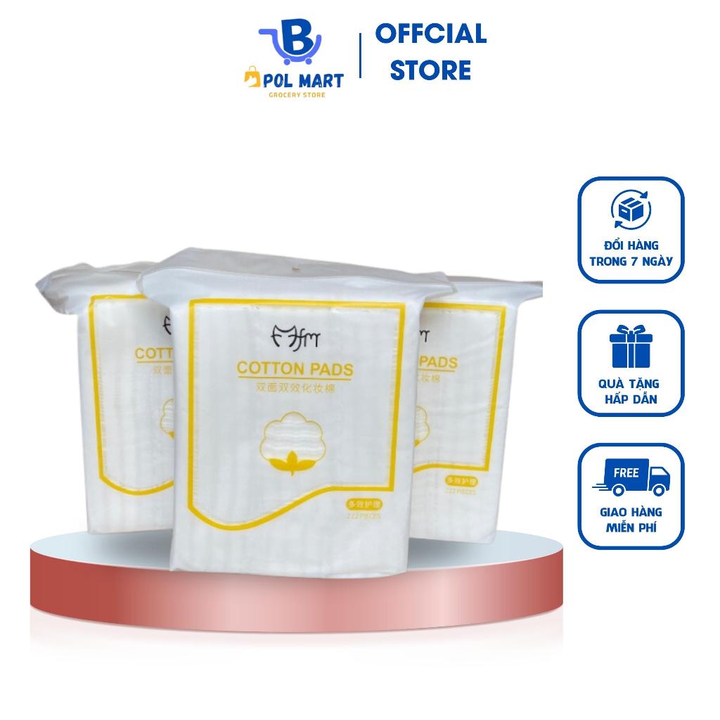 Bông tẩy trang 3 lớp Cotton Pads 222 miếng 1 túi mềm mịn siêu tiết kiệm - POL MART