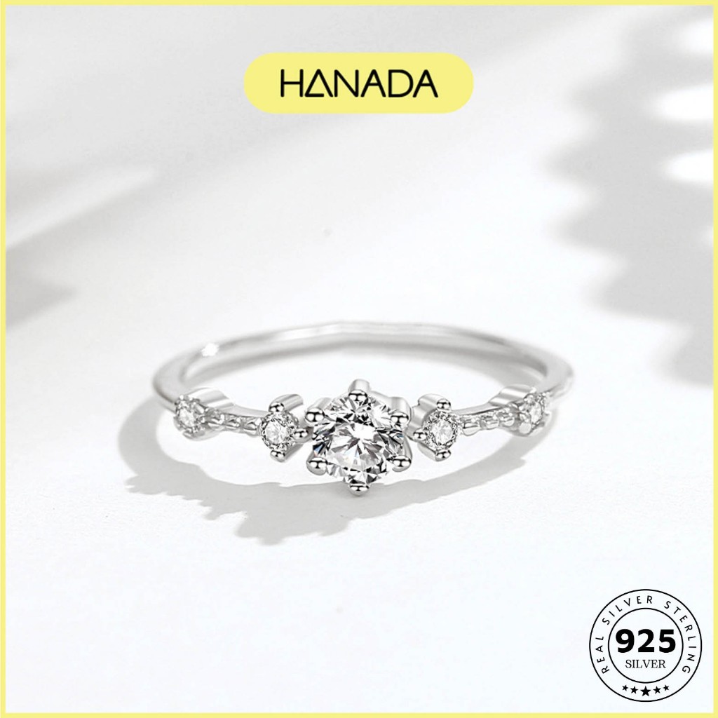 Nhẫn Bạc 925 Hanada Nhẫn Đính Đá Lấp Lánh 0780 L15