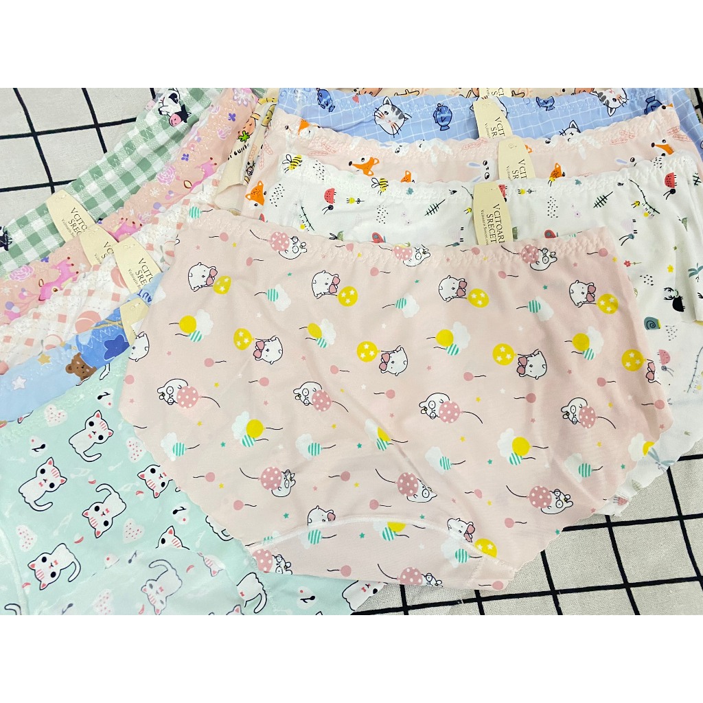 Set 5 Quần Lót Su Lạnh Hoạ Tiết Dễ Thương Lưng Chun 882