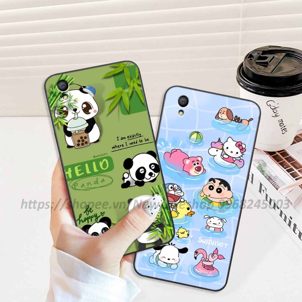 Ốp Oppo A37 / NEO 9 / F1 PLUS viền vuông hình gấu dâu lotso,shin,gấu trúc cute dễ thương
