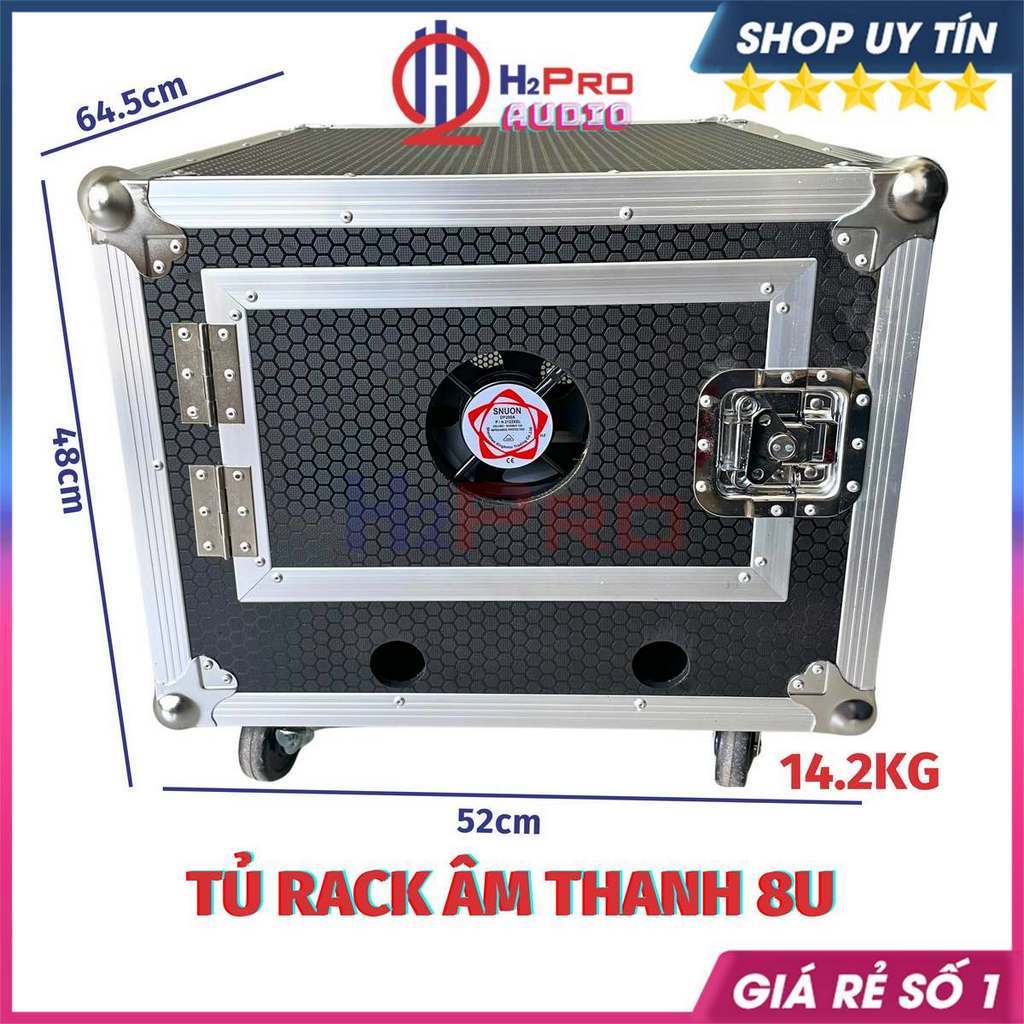 Tủ Rack 8U Dày Dặn 4 Bánh Xe - Cánh Cửa - Quạt Làm Mát, Tủ Máy 8U Âm Thanh Nhỏ Gọn Bảo Vệ Thiết Bị -
