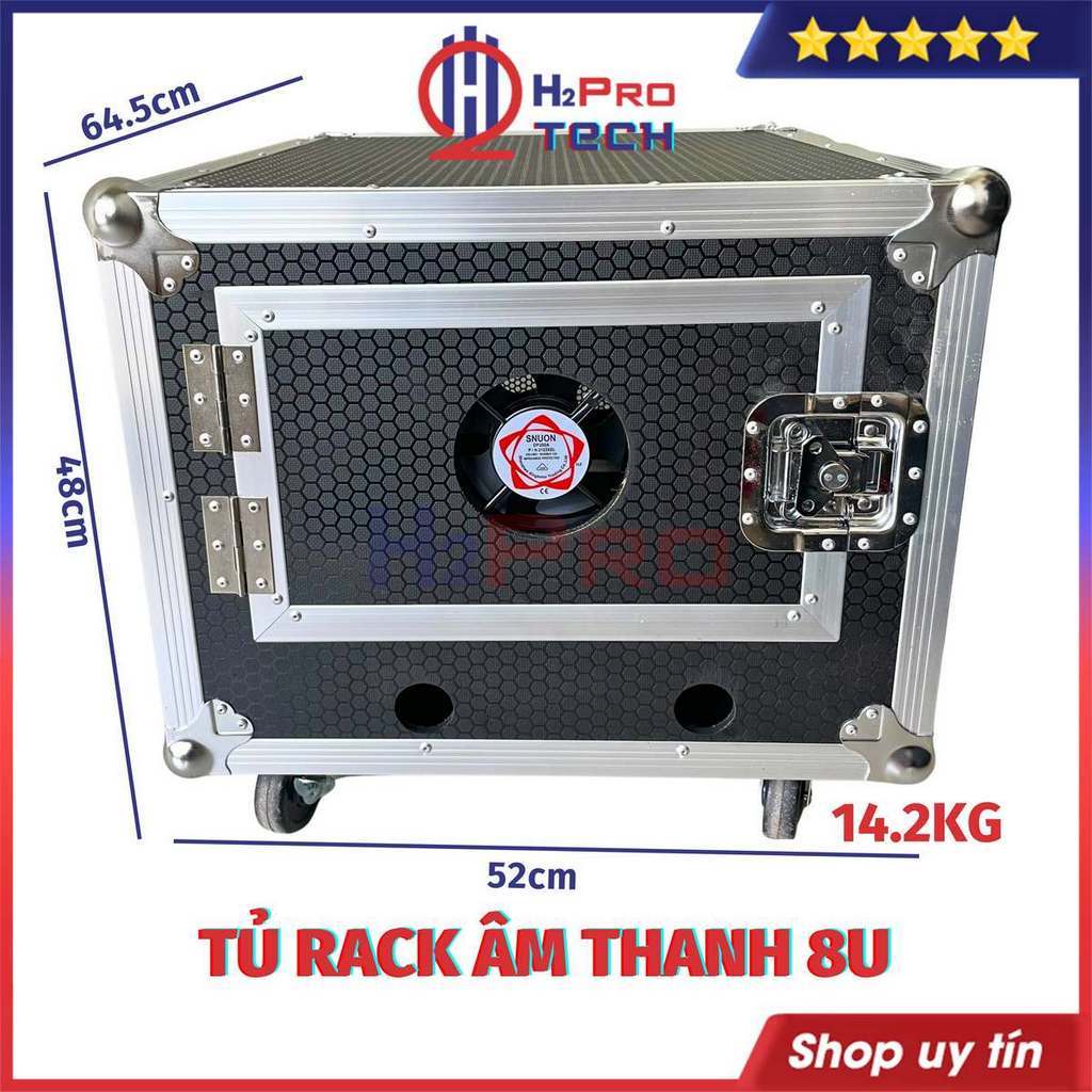 Tủ Rack Âm Thanh 8U Dày Dặn 4 Bánh Xe - Cánh Cửa - Quạt Làm Mát, Tủ Máy Âm Thanh Nhỏ Gọn Bảo Vệ Thiế