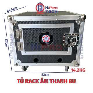 Tủ rack 8u dày dặn 4 bánh xe - cánh cửa - quạt làm mát, tủ máy 8u âm thanh nhỏ gọn bảo vệ thiết bị - h2pro tech