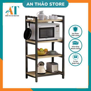 Kệ Lò Vi Sóng 4 Tầng Gỗ MDF Chất Lượng Cao Khung Sắt Sơn Tĩnh Điện