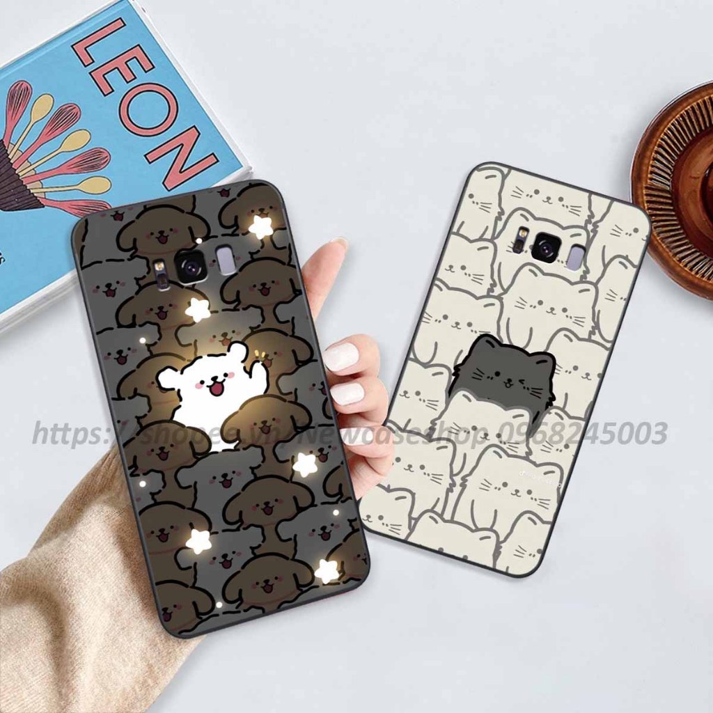 Ốp Samsung S8 / S8 PLUS / S8+ viền vuông hình gấu dâu lotso,shin,gấu trúc cute dễ thương