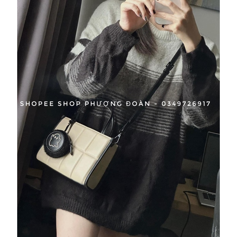 Túi PE DO quai xách Hoạt Hình kẻ ô mẫu mới kèm tag treo