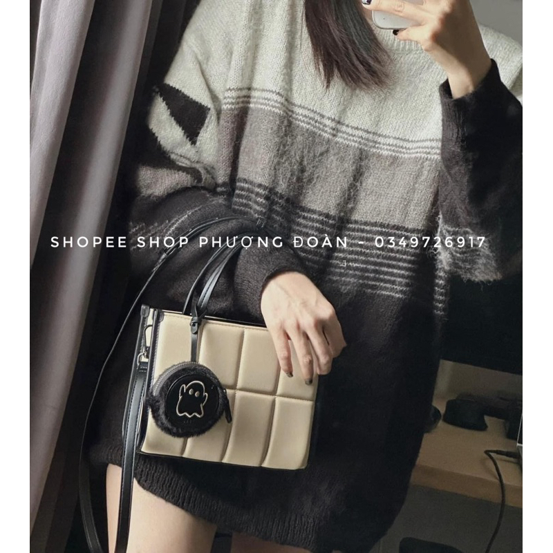 Túi PE DO quai xách Hoạt Hình kẻ ô mẫu mới kèm tag treo