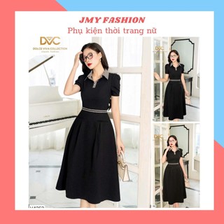 V4252 Váy đen cổ sơ mi sang chảnh [Dolce Viva Colection (DVC)] váy đầm tiểu thư công sở nữ tính