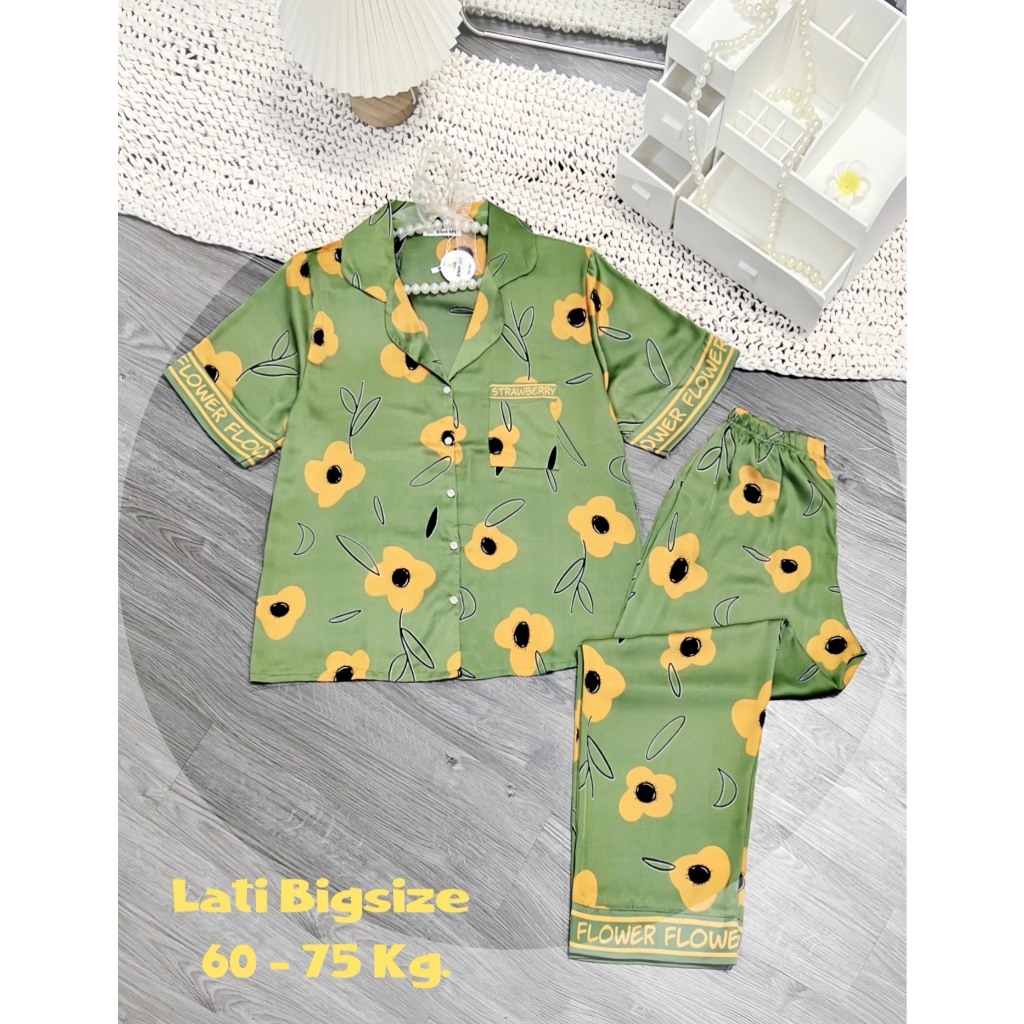 Đồ bộ nữ ANH MỸ pijama mặc nhà chất liệu lụa latin bigsize 60-75kg cao cấp tay ngắn quần dài SP0251