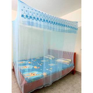 Màn tuyn dây mắc tay m6x2m, m8x2m, 2mx2m2 - mùng tuyn có cửa ngủ chống muỗi người lớn chất vải lanh thái lạnh