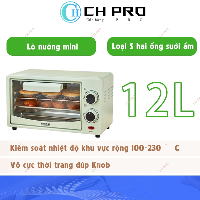Lò nướng mini, lò nướng đa năng, dung tích 12L tiện dụng cho mọi gia đình, công suất lớn 750W nướng nhanh chóng