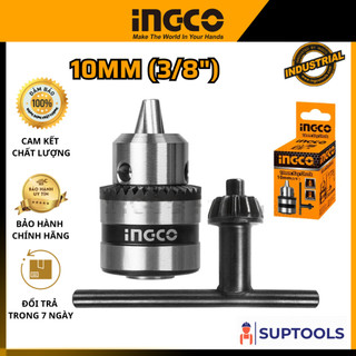 Đầu khoan 10mm ingco kc1001 khả năng khoan 0.8-10mm, kích thước kết nối 3/8", kèm 1 khóa vặn