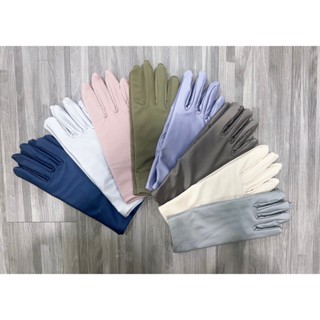 Găng tay vải thun lạnh Hàn Quốc dày dặn, nhiều màu sắc nhã nhặn dài 25cm giúp chị em vừa chống nắng vừa làm điệu