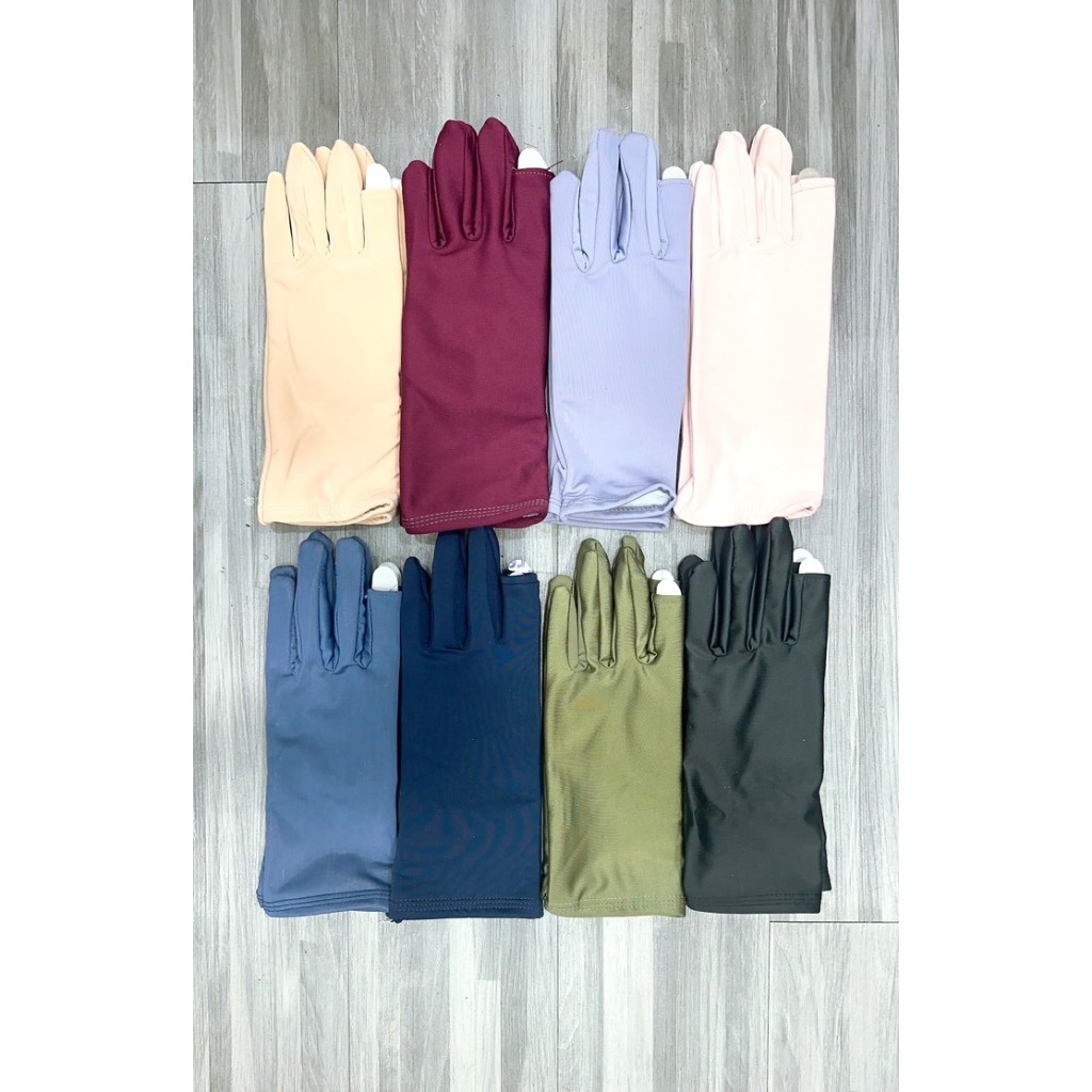 Găng tay vải thun lạnh Hàn Quốc dày dặn, nhiều màu nhã nhặn dài 25cm cắt 2 ngón tiện lợi
