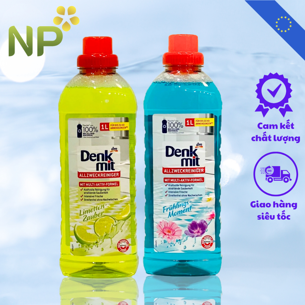 Nước lau sàn gạch đa năng Denkmit làm sạch bóng sàn chai 1 lít Nhập chính hãng Đức
