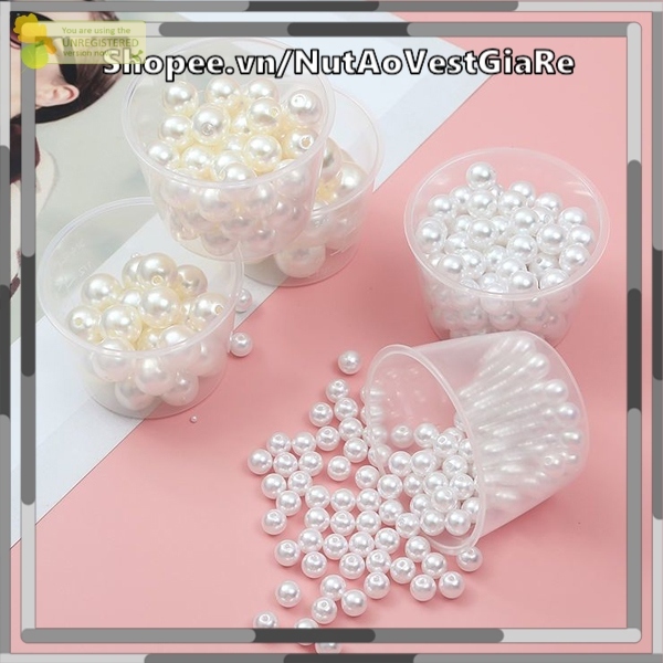 Set 50-150 hạt ngọc trai tròn có lỗ hoặc không lỗ nhân tạo 6mm, 8mm, 10mm, 12mm tự trang trí trang sức