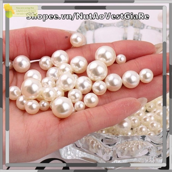 Set 50-150 hạt ngọc trai tròn có lỗ hoặc không lỗ nhân tạo 6mm, 8mm, 10mm, 12mm tự trang trí trang sức