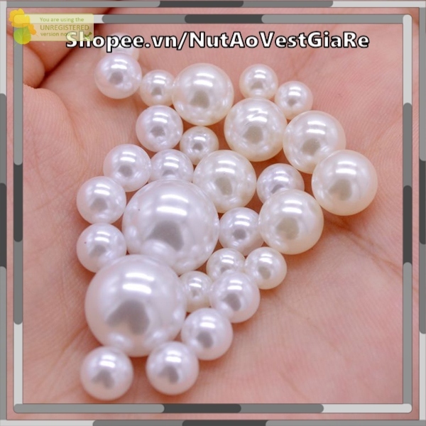 Set 50-150 hạt ngọc trai tròn có lỗ hoặc không lỗ nhân tạo 6mm, 8mm, 10mm, 12mm tự trang trí trang sức