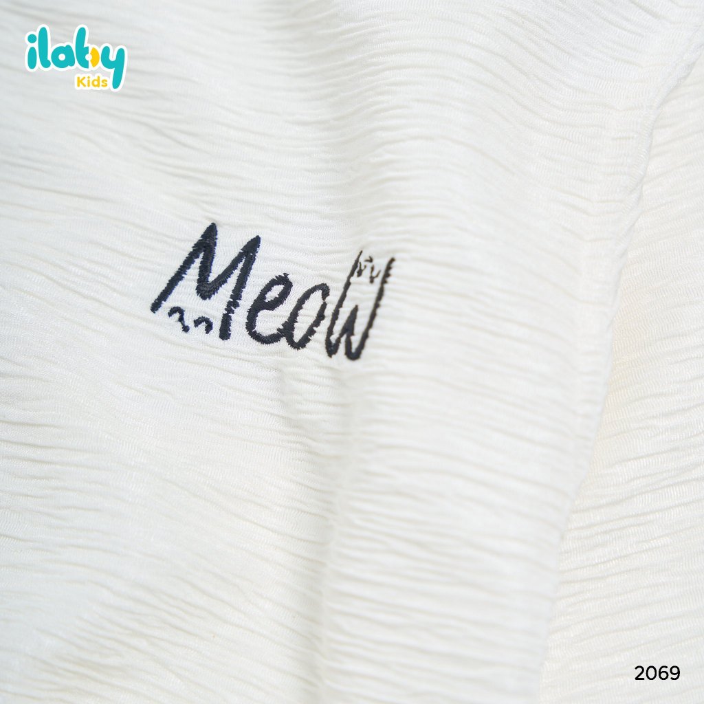 Bộ áo khoác cho bé gái ILABY chân váy phối dây chất liệu thun vân gỗ màu trắng cho bé 10-35kg