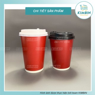 [Combo 50] Ly giấy 14oz (360ml,400ml), 16oz (480ml,500ml), Màu Đỏ, 2PE - KIMBIN