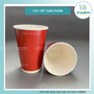 [Combo 50] Ly giấy 14oz (360ml,400ml), 16oz (480ml,500ml), Màu Đỏ, 2PE - KIMBIN