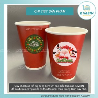 [Combo 50] Ly giấy 14oz (360ml,400ml), 16oz (480ml,500ml), Màu Đỏ, 2PE - KIMBIN