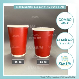 Ly giấy 14oz , 16oz , màu đỏ, 2pe - kimbin