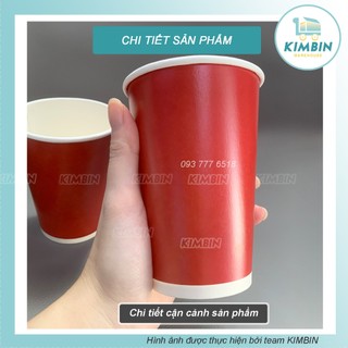 [Combo 50] Ly giấy 14oz (360ml,400ml), 16oz (480ml,500ml), Màu Đỏ, 2PE - KIMBIN