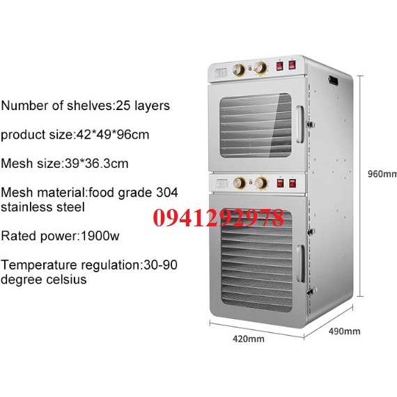 Máy sấy thực phẩm 25 khay mẫu mới nhất cao cấp - Hàng chính hãng 100% - Bảo hành 1 năm