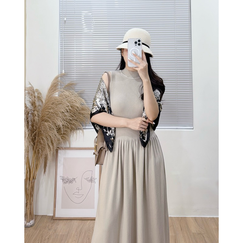 89158 váy len sát nách dáng dài