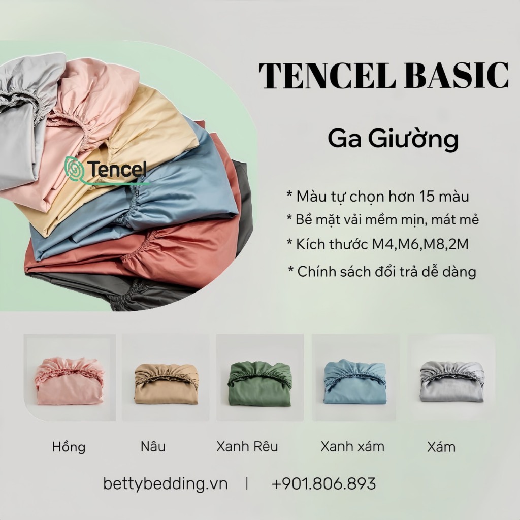 Ga Gường Trơn 100% Tencel 80S Mềm Mát Kháng Khuẩn/ Nhiều Màu/ Kích Thước Đa Dạng m6 m8 2m