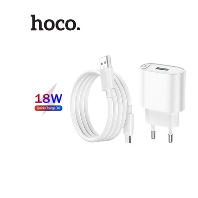 Bộ sạc nhanh Hoco C109A PD18W+QC3.0 USB to Type-C dùng cho android ,dài 100cm, chân tròn