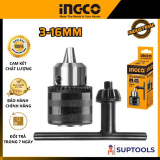 Đầu khoan 16mm ingco kc1601 khả năng khoan: 3-16mm, kích thước kết nối 1/2"-20unf, kèm 1 khóa vặn