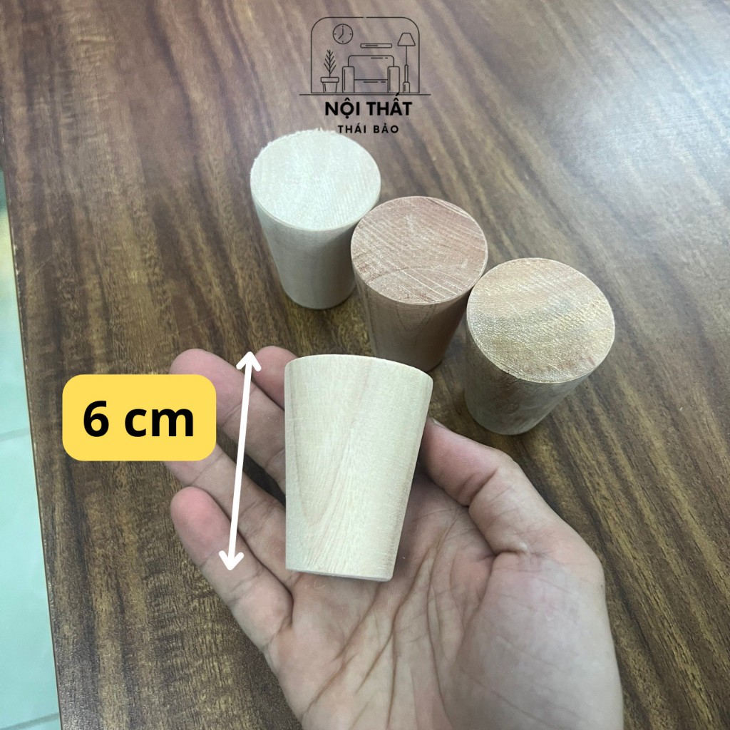 Chân gỗ cao su tự nhiên lắp ráp kệ gỗ và tủ gỗ decor nhà cửa - CHÂN GỖ