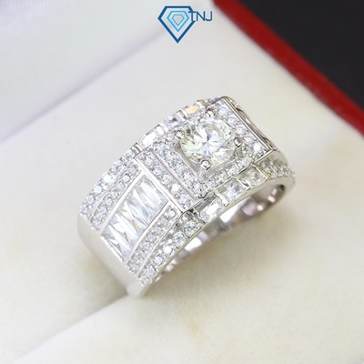 Nhẫn bạc nam Moissanite 6ly xi bạch kim kèm thẻ tra cứu đá cao cấp NNAM0075 - Trang Sức TNJ