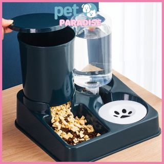 Bình nước tự động kèm bình hạt và bát ăn cho mèo 1,5L - Thiên đường Pet
