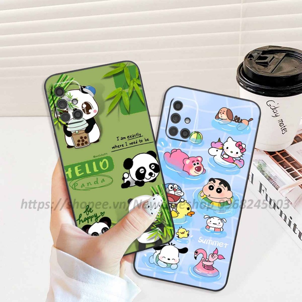 Ốp Samsung A31 / A51 / A71 / M51 viền vuông hình gấu dâu lotso,shin,gấu trúc cute dễ thương