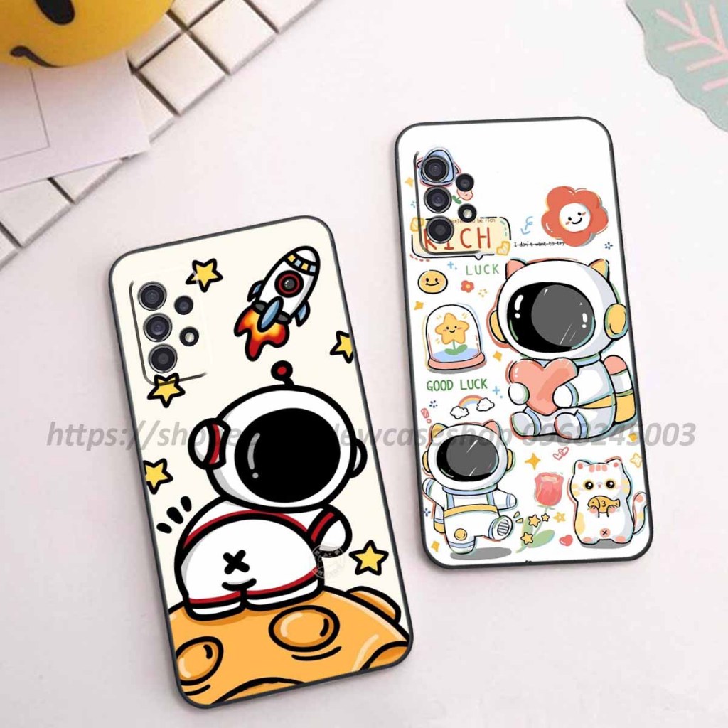 Ốp Samsung A32 4G / A32 5G / A52 / A72 viền vuông hình gấu dâu lotso,shin,gấu trúc cute dễ thương