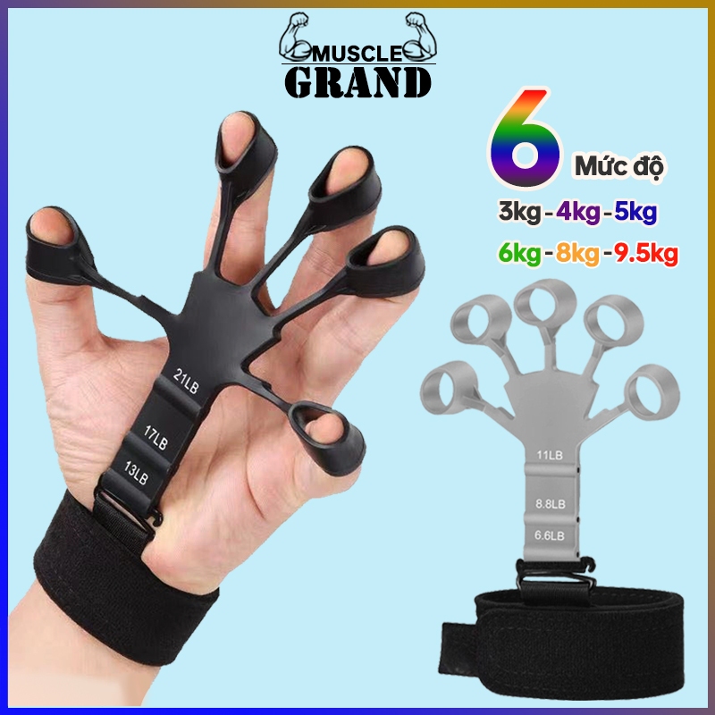 Dụng cụ tập ngón tay GRIPOW bằng silicon, đồ tập cẳng tay rèn luyện gân cơ tay 10kg phục hồi chức năng 6 mức độ