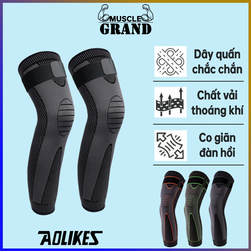 Tất ống chân thể thao GRAND bảo vệ đầu gối và ống đồng, bó gối bóng chuyền dài cho nam nữ chính hãng