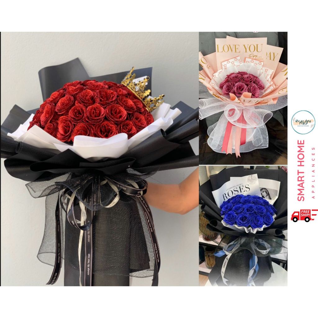 Bó hoa hồng nhũ kim tuyến, bó 10, 12, 20, 30 bông cao cấp, sang trọng kèm vương miệng - quà tặng ý nghĩa