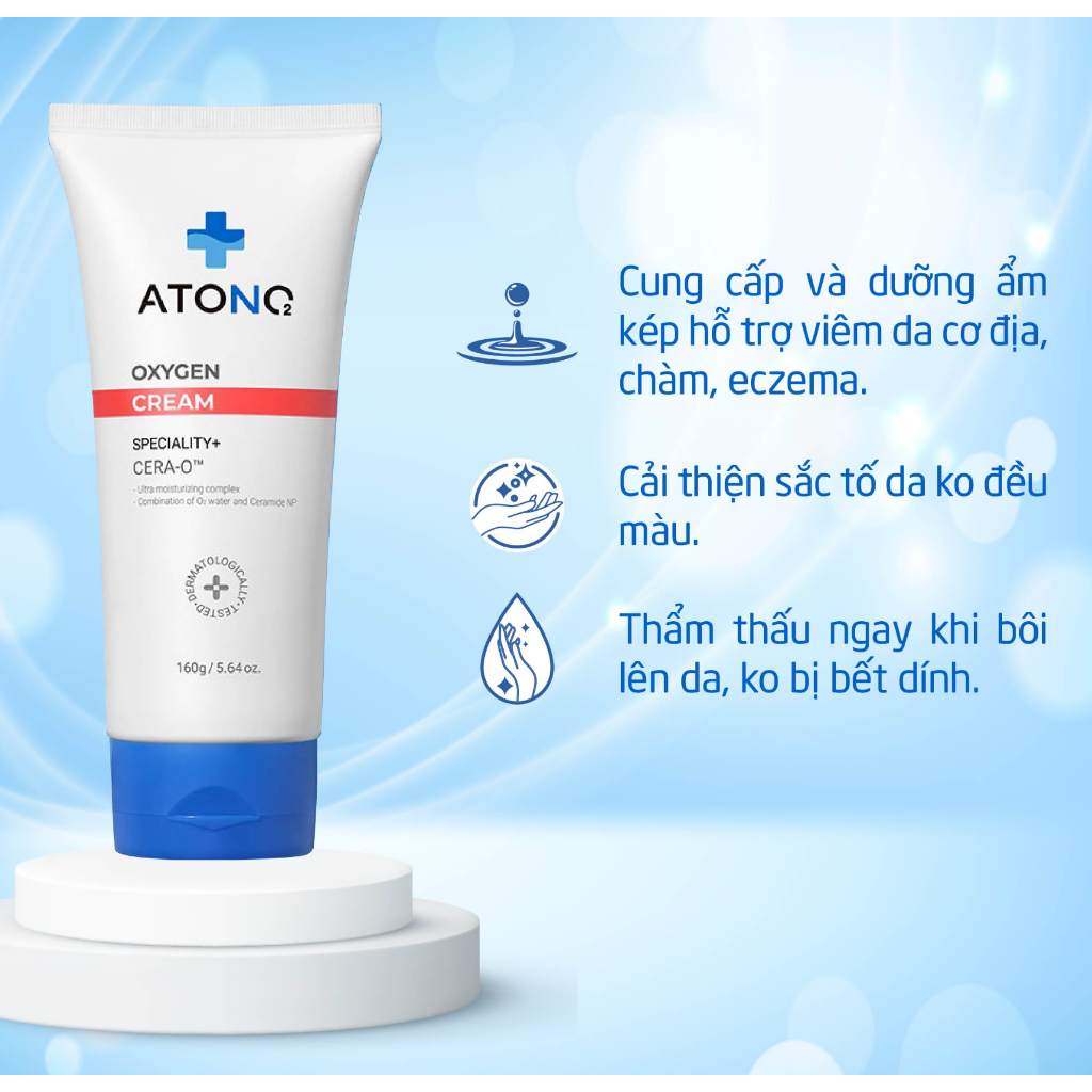 Kem dưỡng ẩm chuyên biệt cho bé viêm da cơ địa, chàm sữa Atono2 Oxygen Cream hữu cơ 160g  Made in Korea