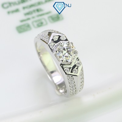 Nhẫn bạc nam Moissanite 6ly bản nhỏ kèm thẻ tra cứu đá xi bạch kim cao cấp khắc tên NNAM0078 - Trang Sức TNJ