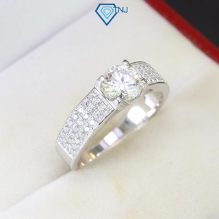  Nhẫn nam gắn kim cương Moissanite 7ly xi bạch kim kiểm định GRA  bản nhỏ đính đá lấp lánh NNAM0079 - Trang Sức TNJ 