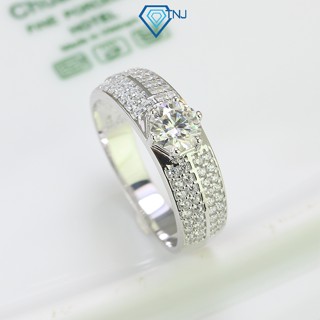 Nhẫn nam kim cương Moissanite 6ly kiểm định GRA,  trụ đá 6 chấu xi bạch kim cao cấp NNAM0080 - Trang Sức TNJ